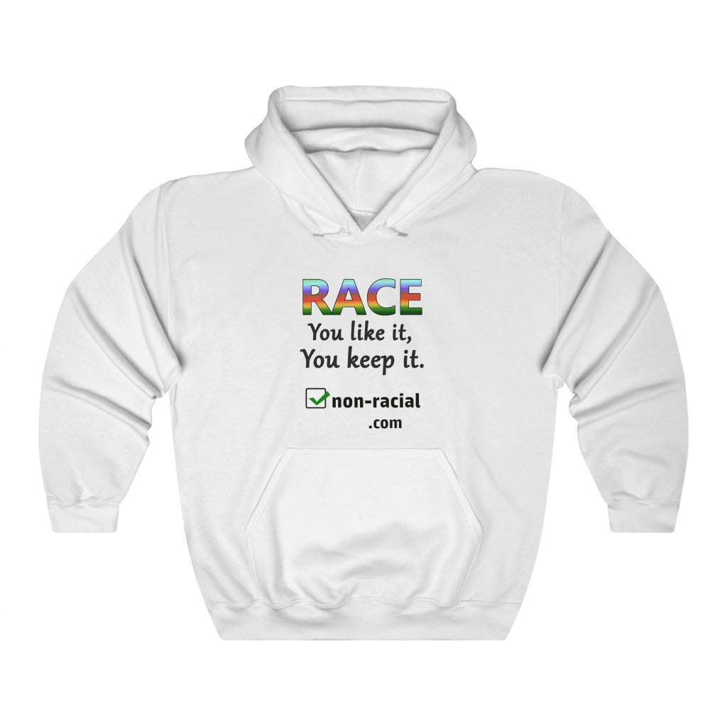 185 Unisex Heavy Blend™ Hooded Sweatshirt - TEE - PLAIN - Rainbow Black Letters Race-You Like It, You Keep It