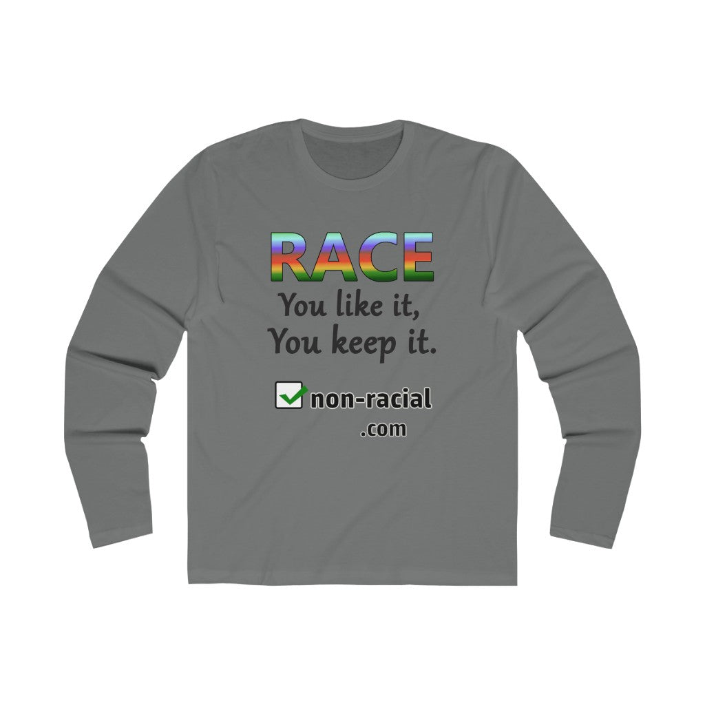3601 - TEE - PLAIN - Rainbow Black Letters Race-You Like It, You Keep It
